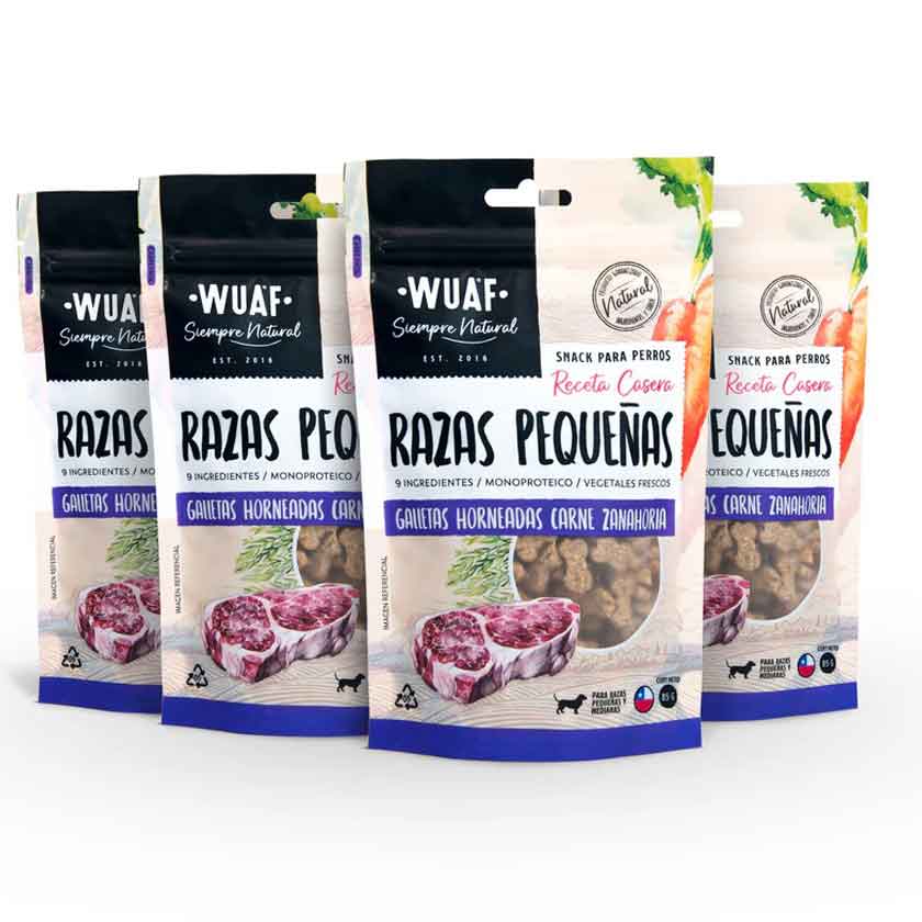 PacK 4 Galletas Wuaf Raza Pequeña Carne Zanahoria