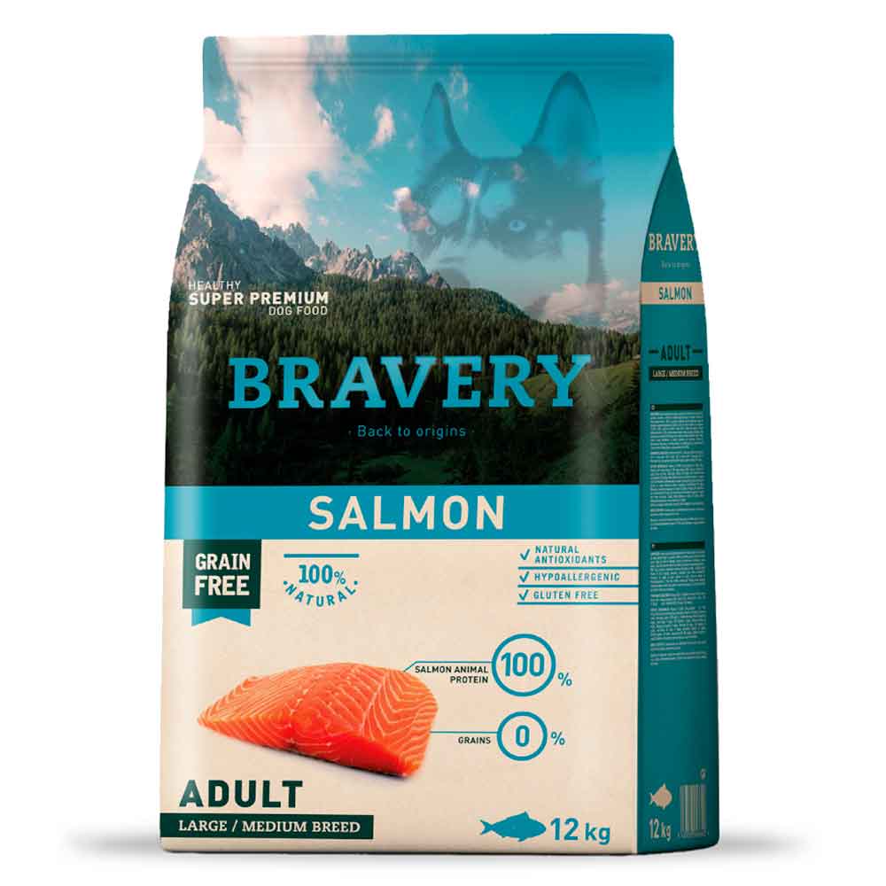 Bravery SALMÓN 12 KG Adulto Razas Grandes/Medianas