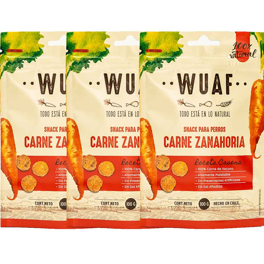Pack X3 WUAF Carne Zanahoria